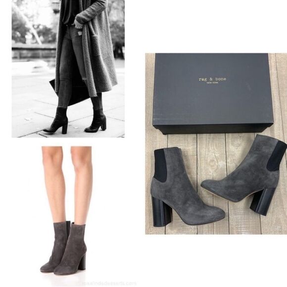 Rag & Bone Agnes Suede Boots In Asphalt Gray - Picture 1 of 5